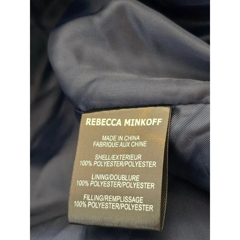 Rebecca Minkoff Navy Hooded Quilted Vegan Down Puffer Coat XL NWT Cozy Outwear